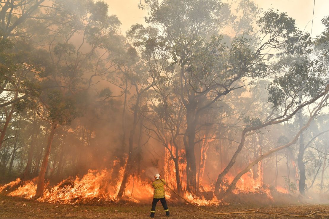 An Australian firefighter in the Central Coast north of Sydney on December 10, 2019.