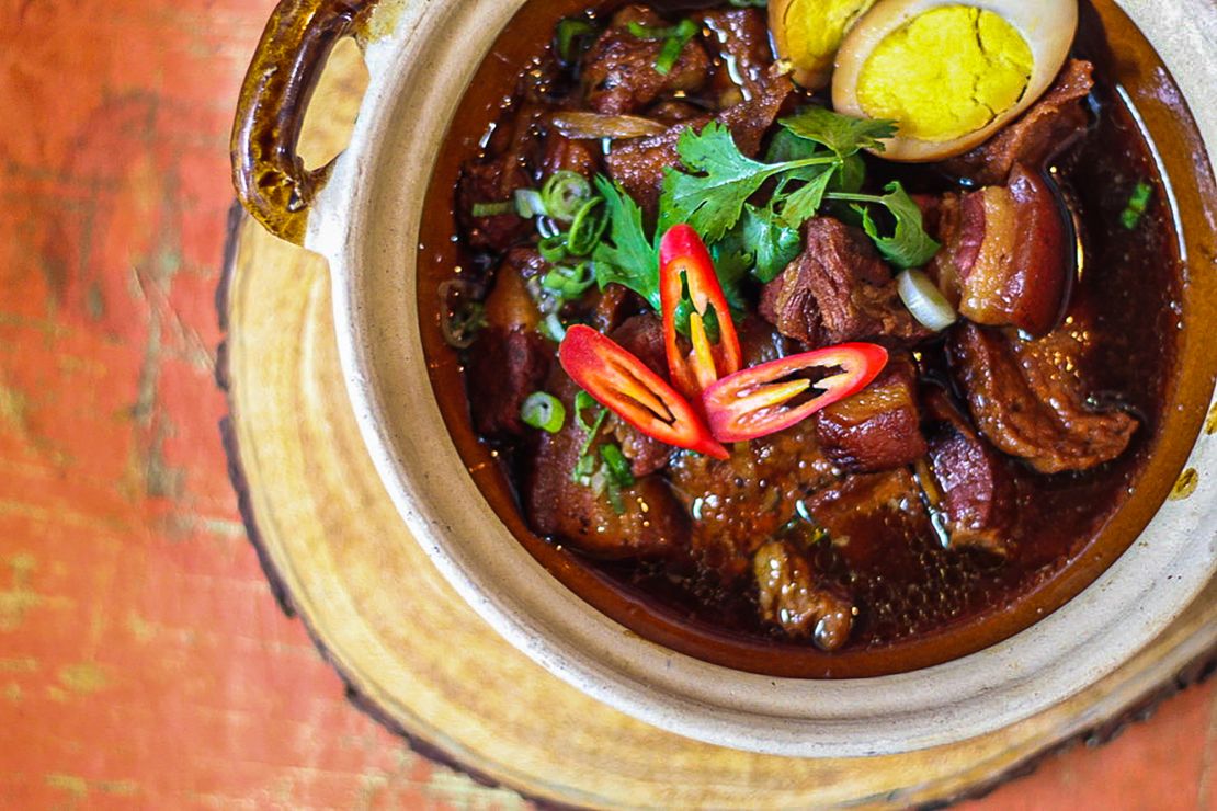 Thom Khem -- caramelized pork belly in five spice sweet soy -- is a signature dish at Vientiane Bistro in Philadelphia. The Laotian restaurant is run by chef/owner Sunny Phanthavong. 