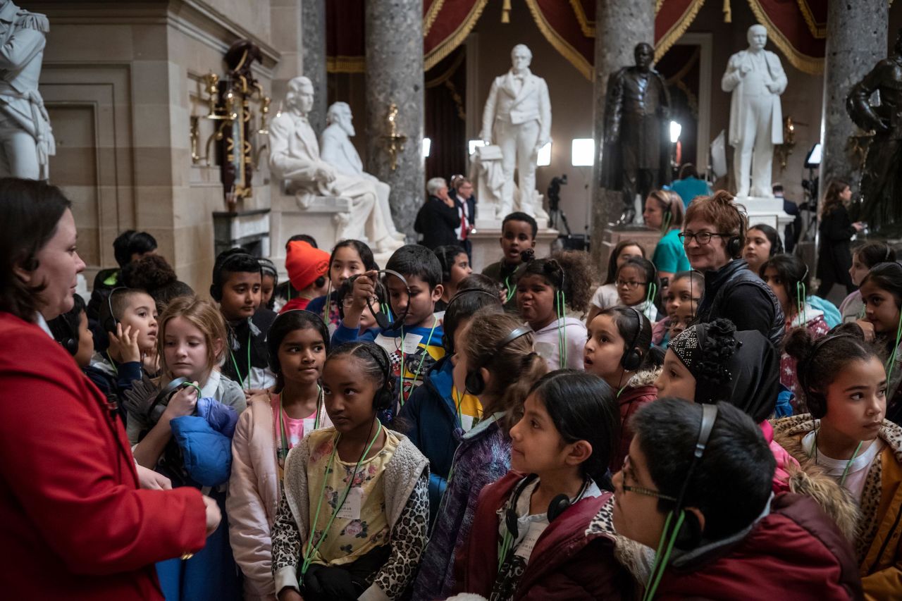 A group of children tours the Capitol on Wednesday.