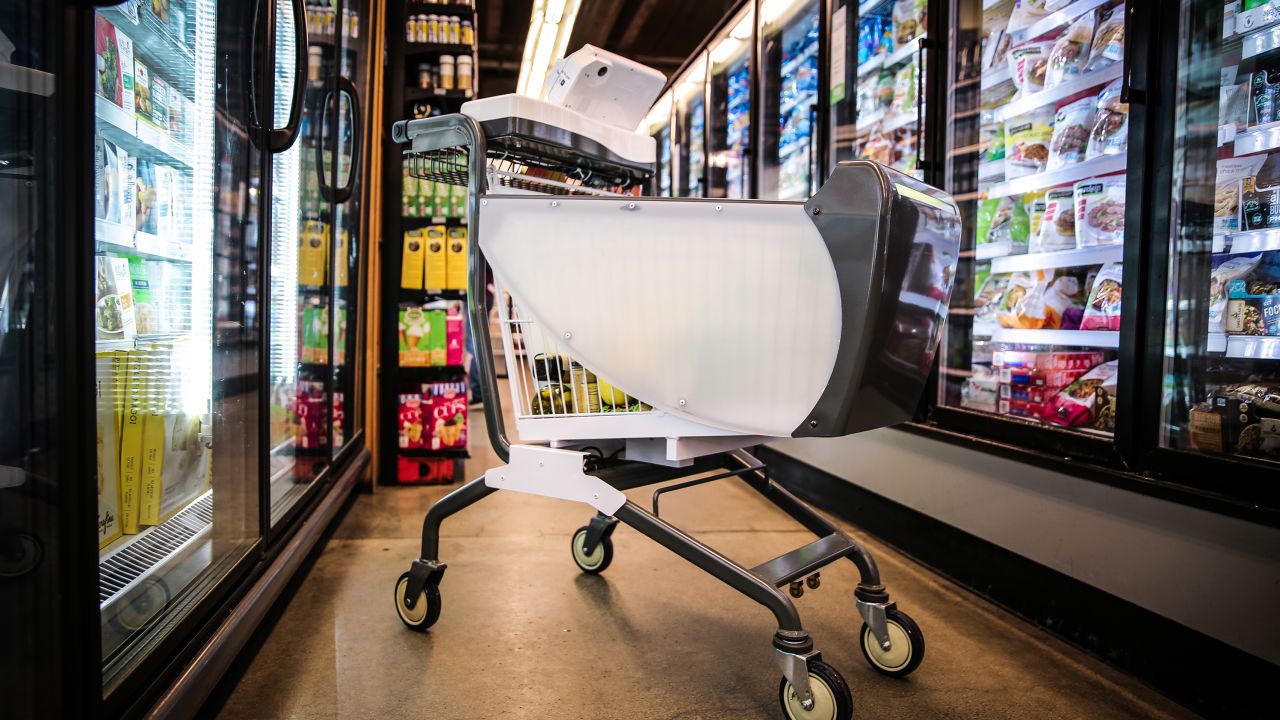 One of Caper's smart shopping carts.