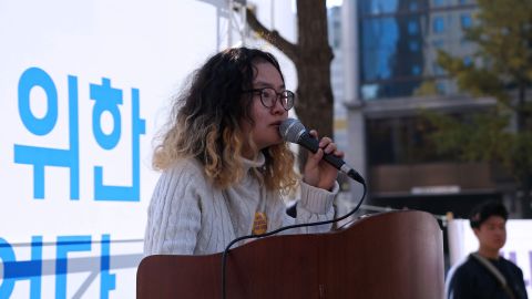 Jihye Yang, 22, is one of the leading young feminist activists in South Korea.