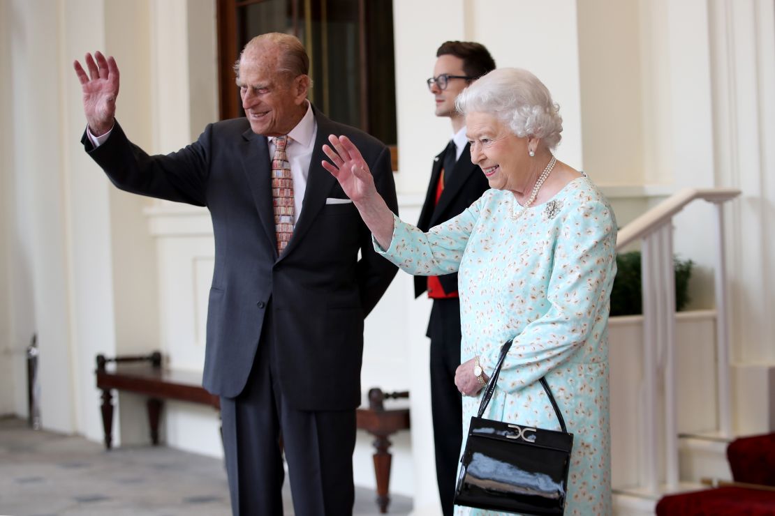 Queen Elizabeth II and Prince Philip during a State visit by the King and Queen of Spain in London, 2017. 