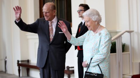 Queen Elizabeth II and Prince Philip during a State visit by the King and Queen of Spain in London, 2017. 