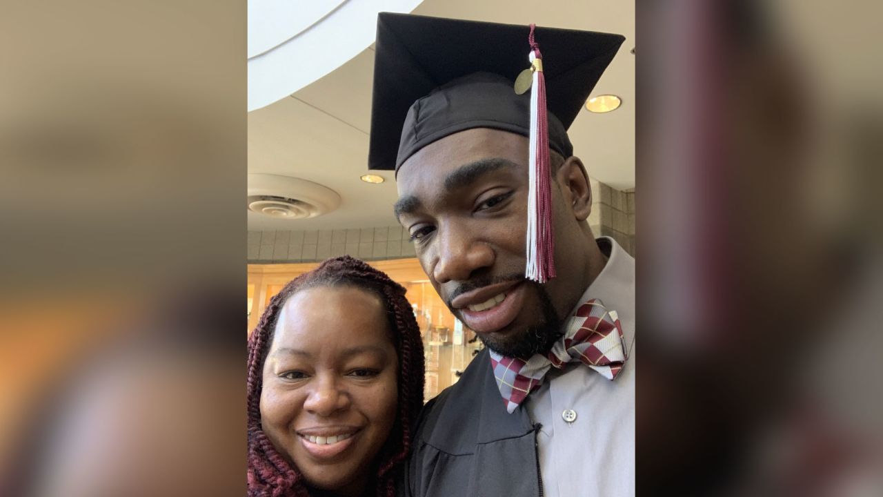 Ryan Matthews and his sister, Monique Coleman, at his college graduation