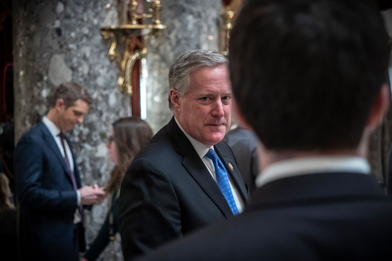 US Rep. Mark Meadows, a Republican from North Carolina, is seen in Statuary Hall on Wednesday.