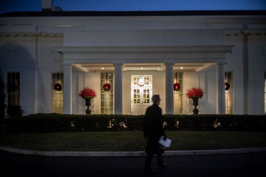 A view of the West Wing of the White House on Wednesday night.