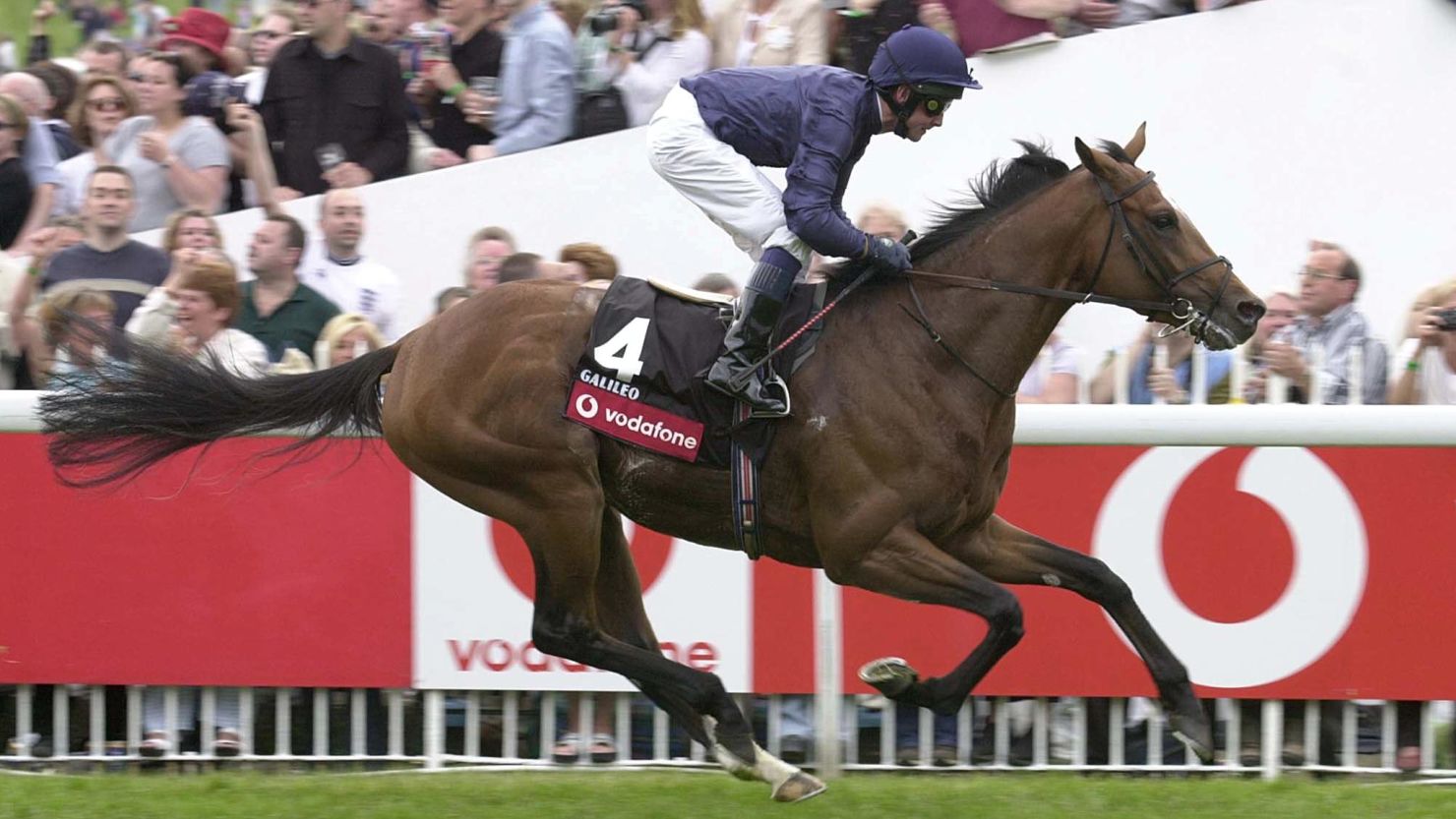 Racehorse Galileo commands a a huge fee for his breeding services. Pictured, winning the Epsom Derby race, in June 2001. 