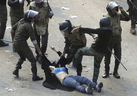 Egyptian soldiers arrest a protester during deadly clashes in Cairo's Tahrir Square in December 2011. Images of the protester being stomped <a href="https://www.cnn.com/2011/12/19/world/meast/egypt-unrest/index.html" target="_blank">stoked anger among the pro-democracy demonstrators battling Egyptian security.</a> Tahrir Square was the symbolic center of the uprising that brought down President Hosni Mubarak earlier in the year.