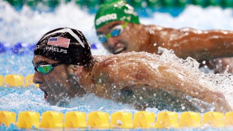 South African swimmer Chad Le Clos glances at US swimmer Michael Phelps during the Olympic final of the 200-meter butterfly in August 2016. Phelps, <a href="https://www.cnn.com/2012/07/31/worldsport/gallery/phelps-olympic-recordbreaker/index.html" target="_blank">the most decorated Olympian of all time,</a> won the race for his 20th career gold medal. He avenged one of the few losses of his Olympic career — a second-place finish to Le Clos in 2012. Le Clos finished fourth.
