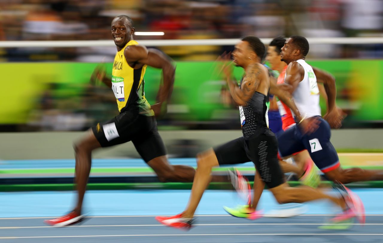 Jamaican sprinter Usain Bolt looks back at his Olympic competitors during a 100-meter semifinal in August 2016. Bolt won the final a short time later, becoming the first man in history to win the 100 meters at three straight Olympic Games. <a href="https://www.cnn.com/2017/08/06/sport/gallery/usain-bolt-life-and-career/index.html" target="_blank">His legendary career</a> includes eight Olympic gold medals and world records in the 100 and 200 meters.