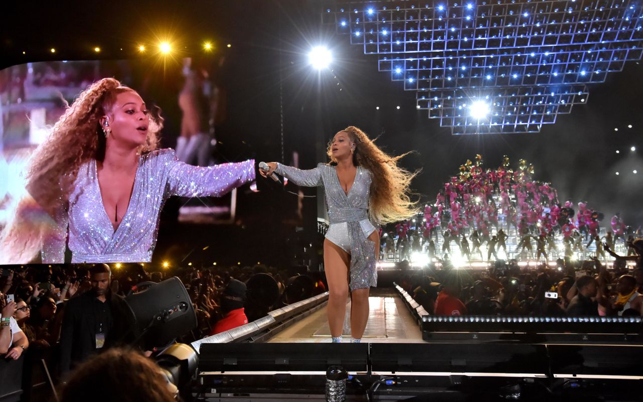 Singer Beyonce performs at the Coachella festival in April 2018. She is <a href="https://www.cnn.com/2018/04/15/entertainment/beyonce-coachella-performance/index.html" target="_blank">the first woman of color to headline the event</a> in Indio, California.