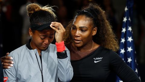 Tennis star Naomi Osaka is comforted by Serena Williams as boos rain down during the US Open trophy ceremony in September 2018. Osaka defeated Williams in the final to become the first Japanese player to win a Grand Slam singles title. But some in the crowd were unhappy of how the match unfolded, with fan favorite Williams being docked a game after <a href="https://www.cnn.com/2018/09/08/sport/naomi-osaka-serena-williams-us-open-tennis-int-spt/index.html" target="_blank">clashing with chair umpire Carlos Ramos.</a>