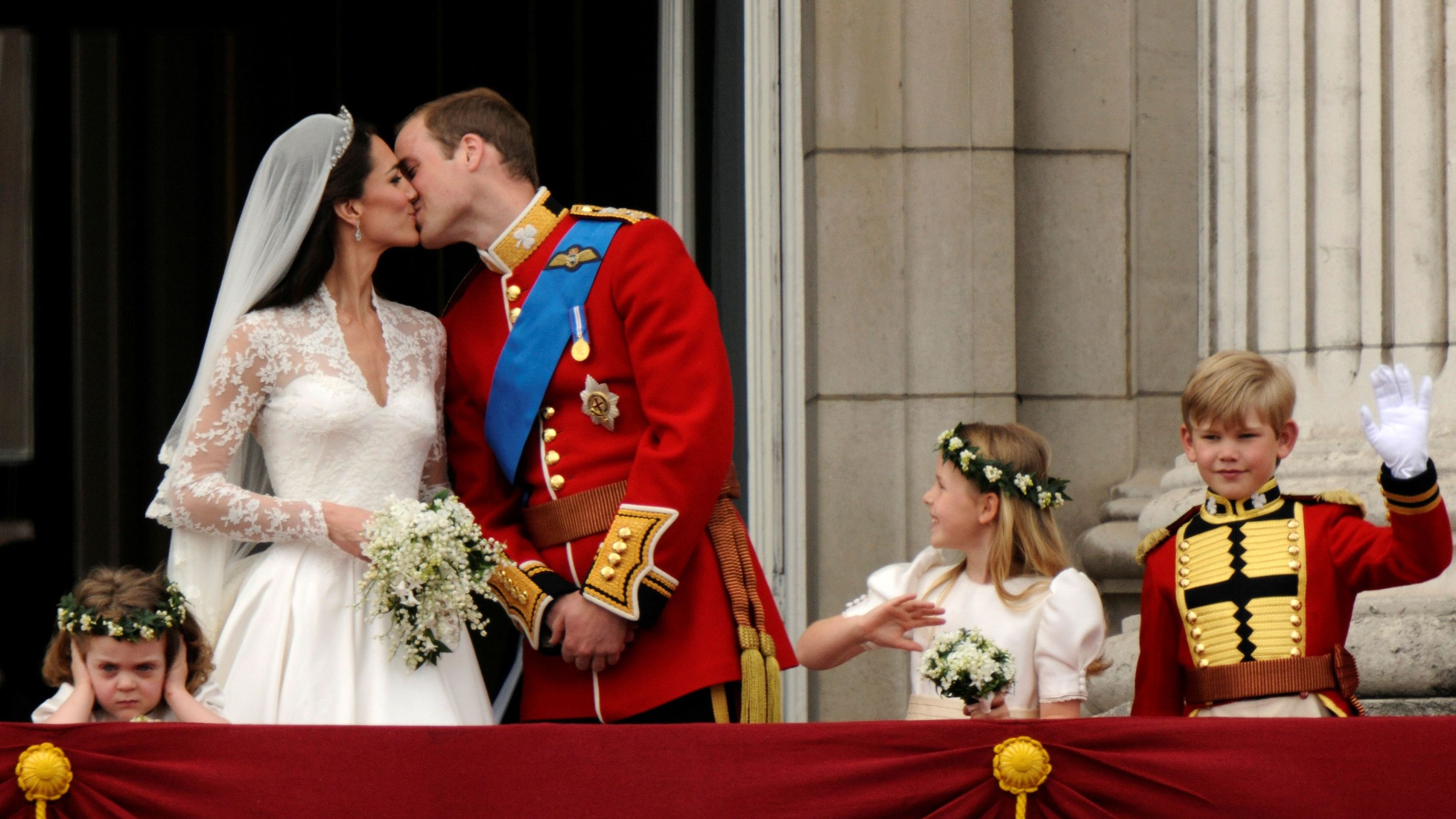 Britain's Prince William kisses his new wife, Catherine, on the balcony of Buckingham Palace in April 2011. <a href="https://www.cnn.com/2016/04/29/europe/will-kate-five-year-wedding-anniversary/index.html" target="_blank">The wedding</a> was watched by millions around the world.