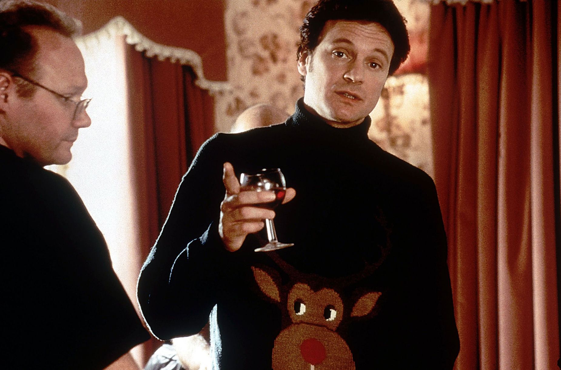 Colin Firth sports a fine example of the ugly Christmas sweater in 2001 hit movie "Bridget Jones's Diary."