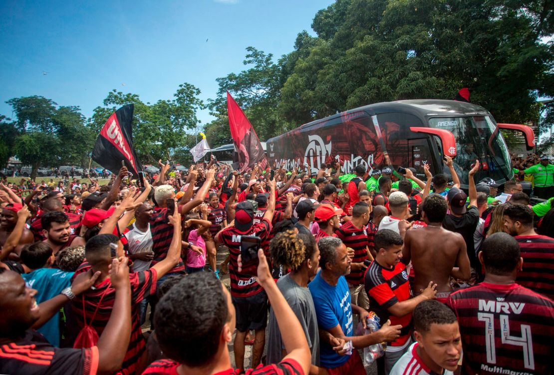 Flamengo fans send of their team as they head to the Club World Cup in Qatar.