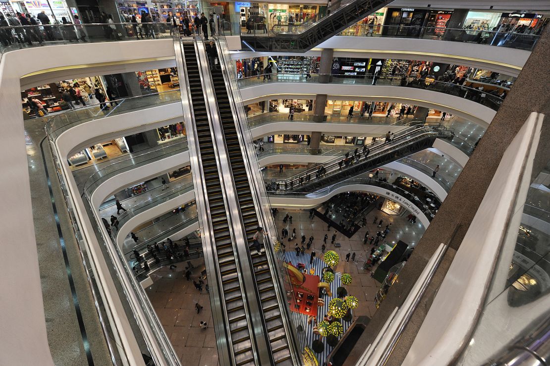 Shoppers tour round one of the territory's larger shopping malls in Hong Kong in 2009. 