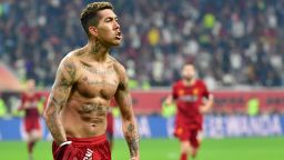 Liverpool's Roberto Firmino celebrates his extra time goal during the 2019 FIFA Club World Cup final against Brazil's Flamengo at the Khalifa International Stadium in Doha. 