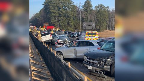 Virginia State Police photo shows the extensive pileup.