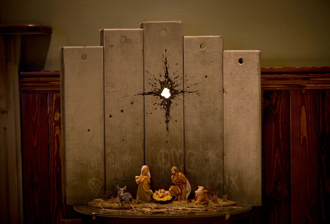 A new art installation dubbed "Scar of Bethlehem" by the artist Banksy.