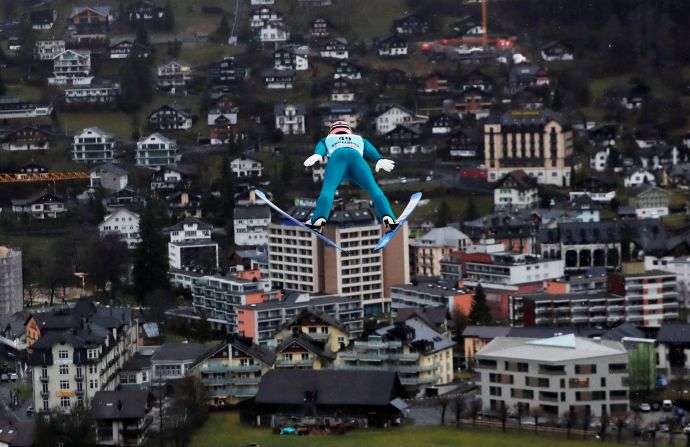 Austria's Jan Hoerl competes at the Ski Jumping World Cup in Engelberg, Switzerland, on December 22.