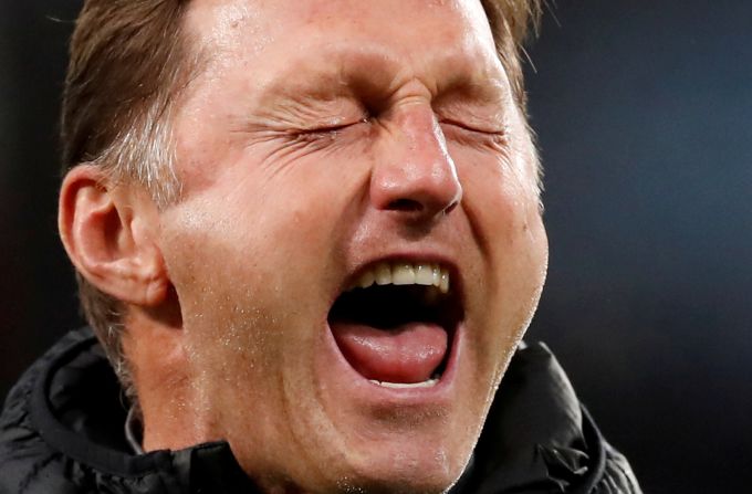 Southampton manager Ralph Hasenhuttl celebrates after his team defeated Aston Villa in a Premier League soccer match in Birmingham, England, on December 21.