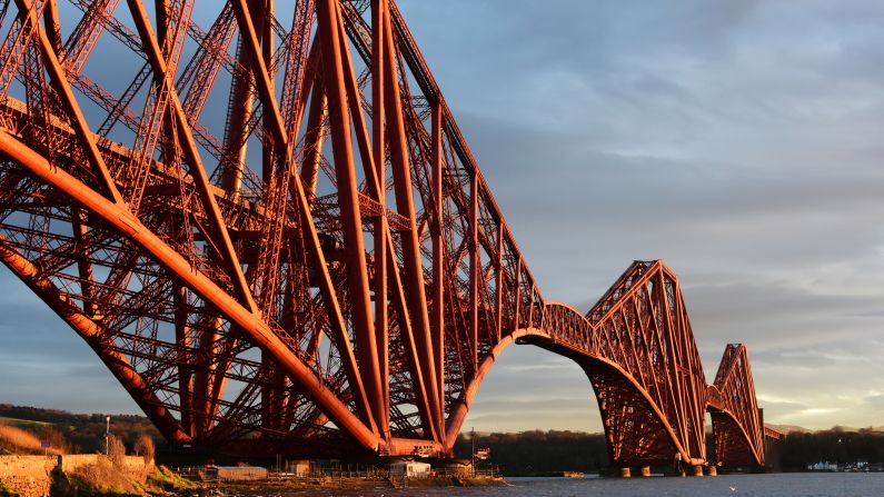 <strong>North Queensferry, Scotland: </strong>The Forth Bridge, seen here glinting in the winter sunlight, connects South and North Queensferry, nine miles west of Edinburgh.