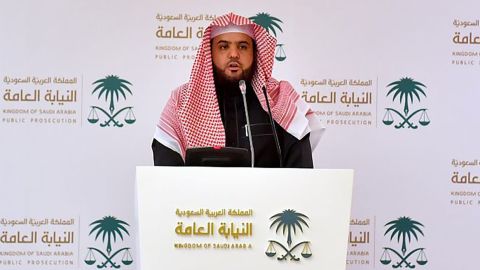 Saudi Deputy Public Prosecutor and spokesman Shalaan al-Shalaan gives a statement in Riyadh on Monday.