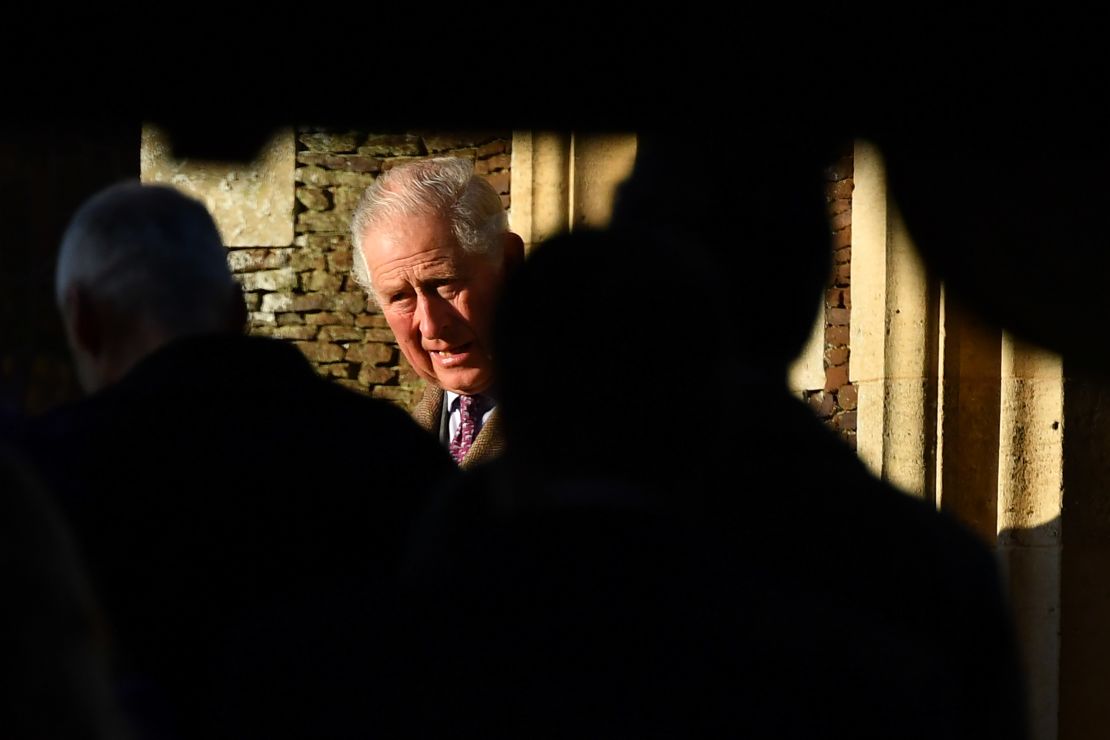 Britain's Prince Charles arrives for the Royal Family's traditional Christmas Day service.