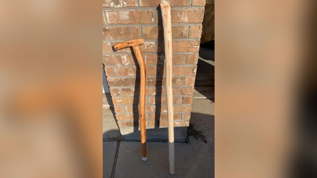 The organizations take stripped a Christmas tree and transforms it into a cane for a veteran.