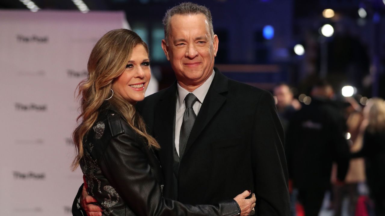 Tom Hanks and  Rita Wilson arrive at the European premiere of  "The Post" in London in 2018. 