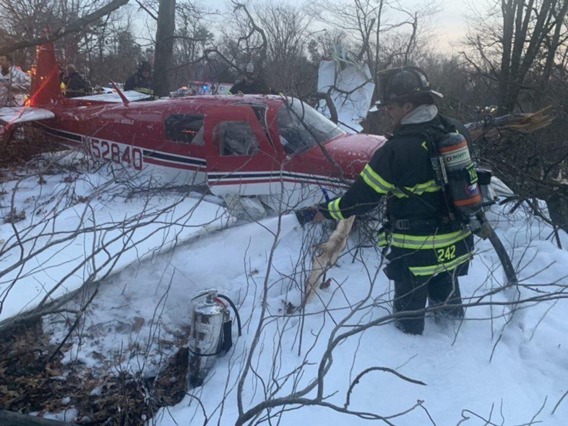 A small plane crashed in East Farmingdale, Long Island, Saturday, December 28, 2019.