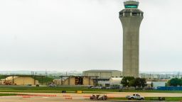 AUSTIN - CIRCA MARCH 2017: The air traffic control tower at Bergstrom Internation Airport in Austin, Texas ensures flight safety and on-time departures.