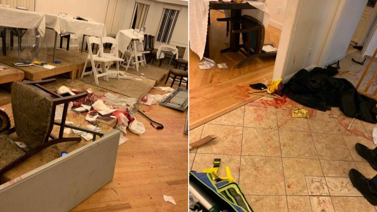 Saturday's attack left blood on the floor of Rabbi Chaim Rottenberg's house.