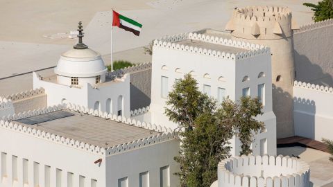 The national flag of the United Arab Emirates flies above the Qasr Al Hosn palace fort in Abu Dhabi, United Arab Emirates, on Wednesday, Oct. 2, 2019. Abu Dhabi sold $10 billion of bonds in a three-part deal in its first international offering in two years as it takes advantage of relatively low borrowing costs. Photographer: Christopher Pike/Bloomberg via Getty Images