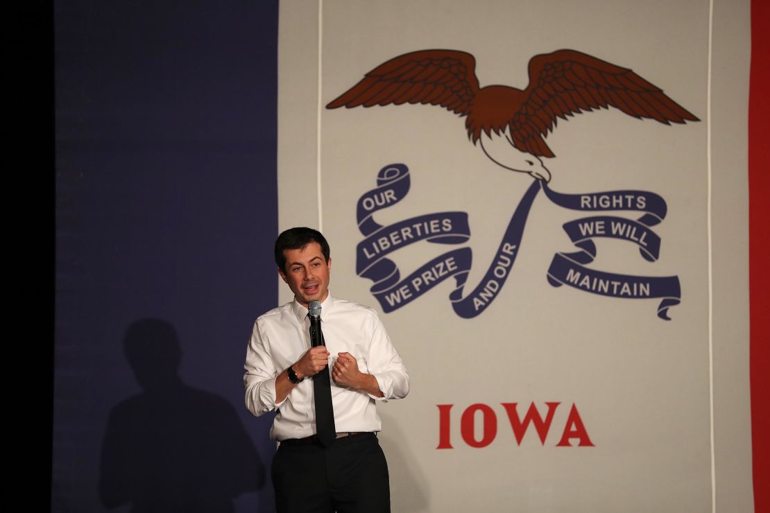 Democratic presidential candidate South Bend, Indiana Mayor Pete Buttigieg speaks during a campaign event at the Majestic Theater on December 29, 2019 in Centerville, Iowa. 