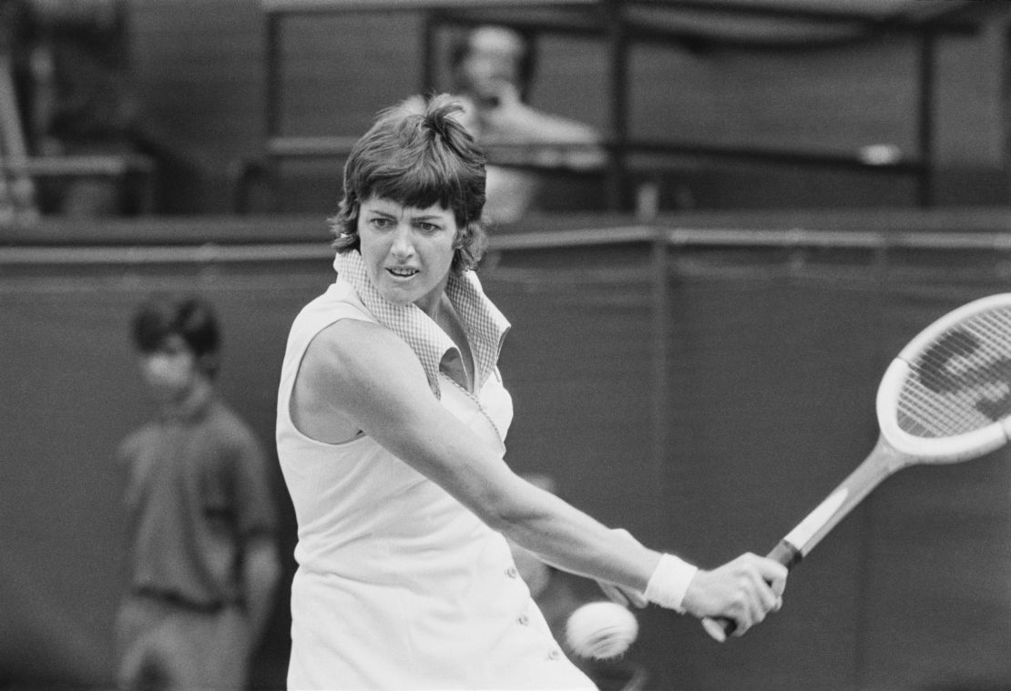 Court in action at the Wimbledon Tennis Championships in 1973.