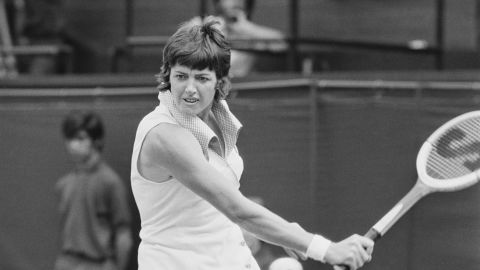 Court in action at the Wimbledon Tennis Championships in 1973.