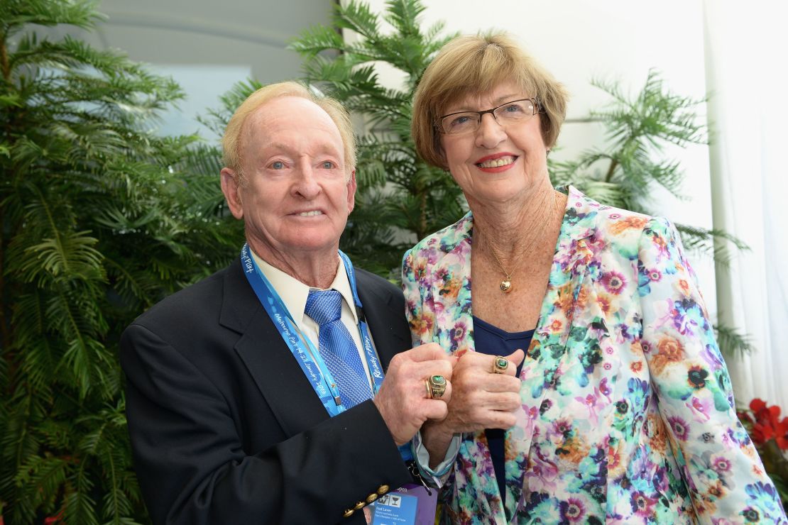 Court with former Australian tennis player Rod Laver.