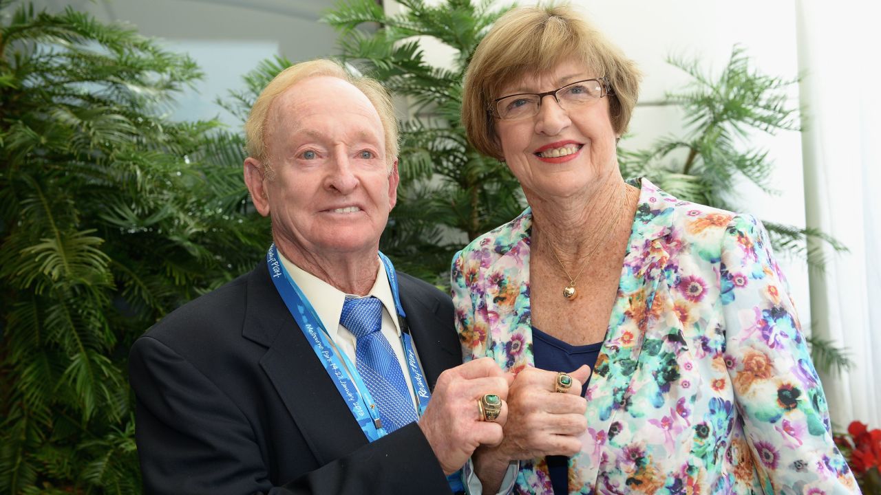 Court with former Australian tennis player Rod Laver.