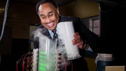 Theoretical physicist Ronald Mallett pours dry ice into a ring laser in this arranged photograph taken in a laboratory at the University of Connecticut in Storrs, Connecticut, U.S., on Monday, March 23, 2015. Mallett says he kept his work on time travel secret for years partly because colleagues would conclude he was a crackpot unfit for tenure. Photographer: Scott Eisen/Bloomberg via Getty Images