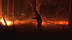 Firefighter tackles bushfires in Australia