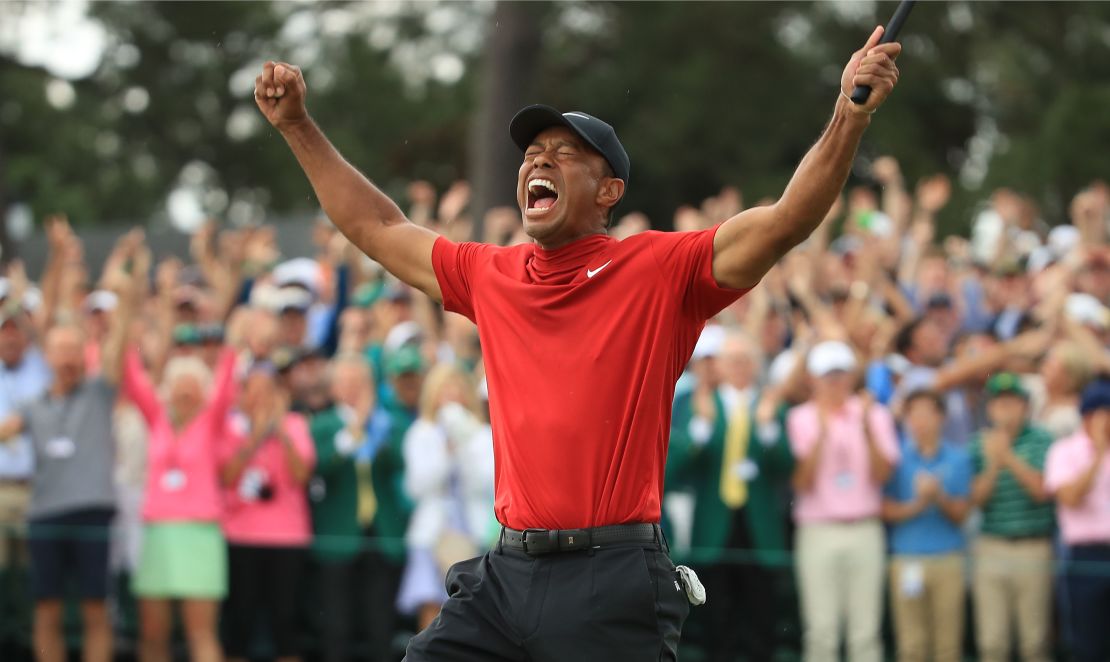 Tiger Woods is ecstatic after winning the 2019 Masters at Augusta, his first major title since 2008. 