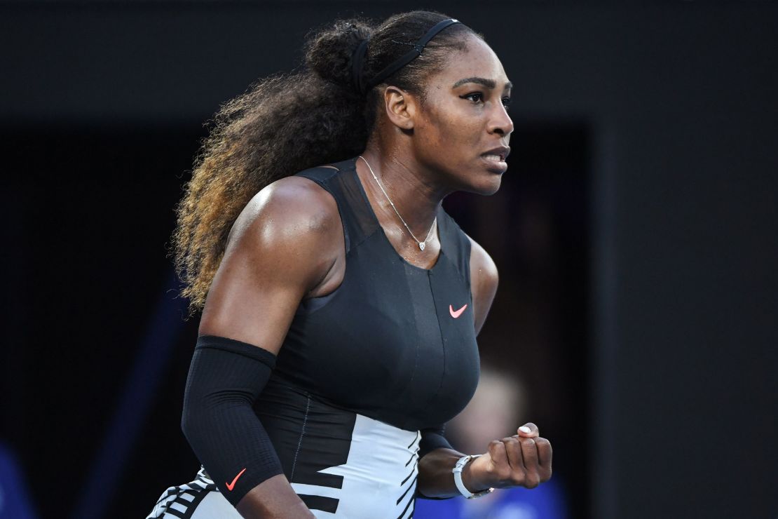 Serena Williams on her way to winning the 2017 Australian Open final.