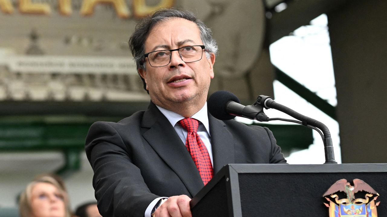 Colombian President Gustavo Petro delivers a speech in Bogota, Colombia, on December 15.