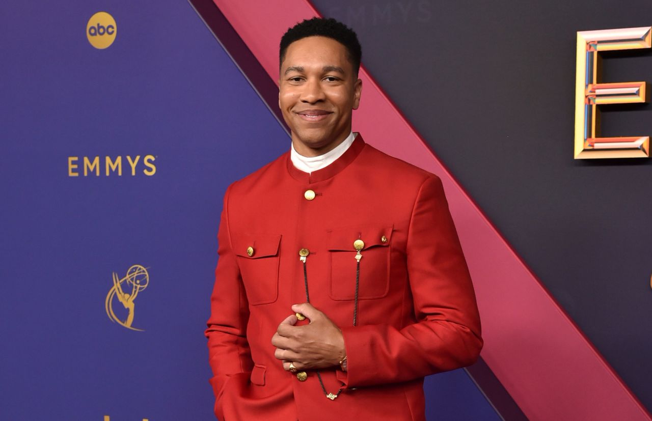 Aaron Moten arrives at the Emmy Awards on September 15 in Los Angeles. 