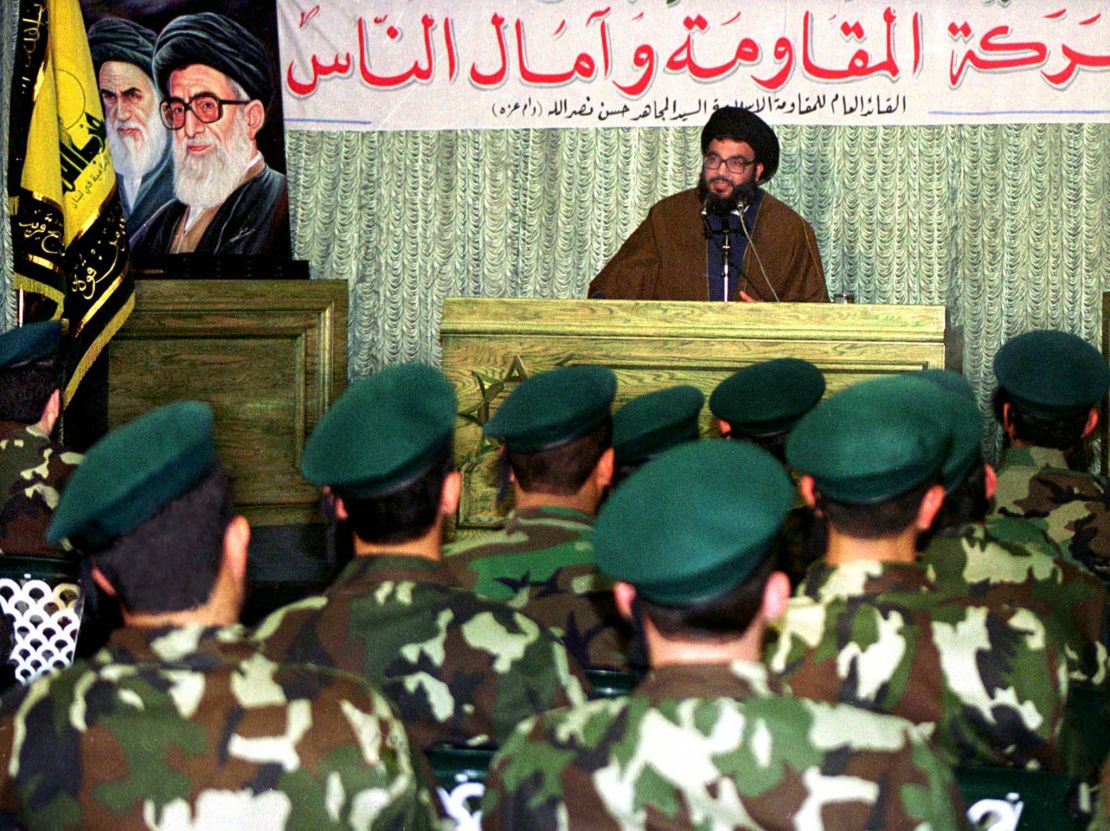 nasrallah, pictured on march 11, 1999, addresses guerrillas battling israeli forces in lebanon's occupied south. hezbollah was formed more than a decade earlier, by lebanese fighters resisting israel's invasion.