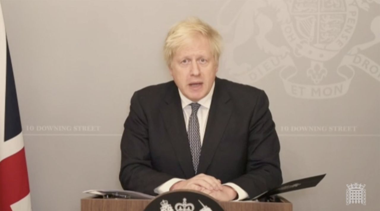 British Prime Minister Boris Johnson speaks to members of parliament on November 23.