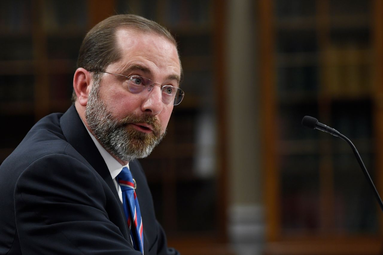 Health and Human Services Secretary Alex Azar testifies before a House Appropriations subcommittee on Capitol Hill in Washington on Wednesday.