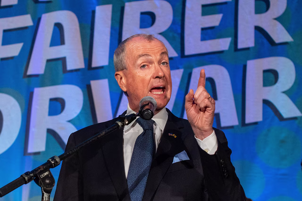 New Jersey Gov. Phil Murphy speaks to supporters during an election night party in Asbury Park, New Jersey, early on Wednesday, November 3.