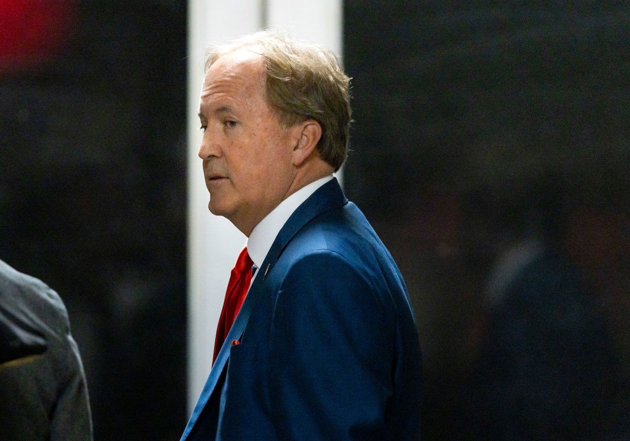 Texas Attorney General Ken Paxton at Manhattan Criminal Court on April 30 in New York City. 